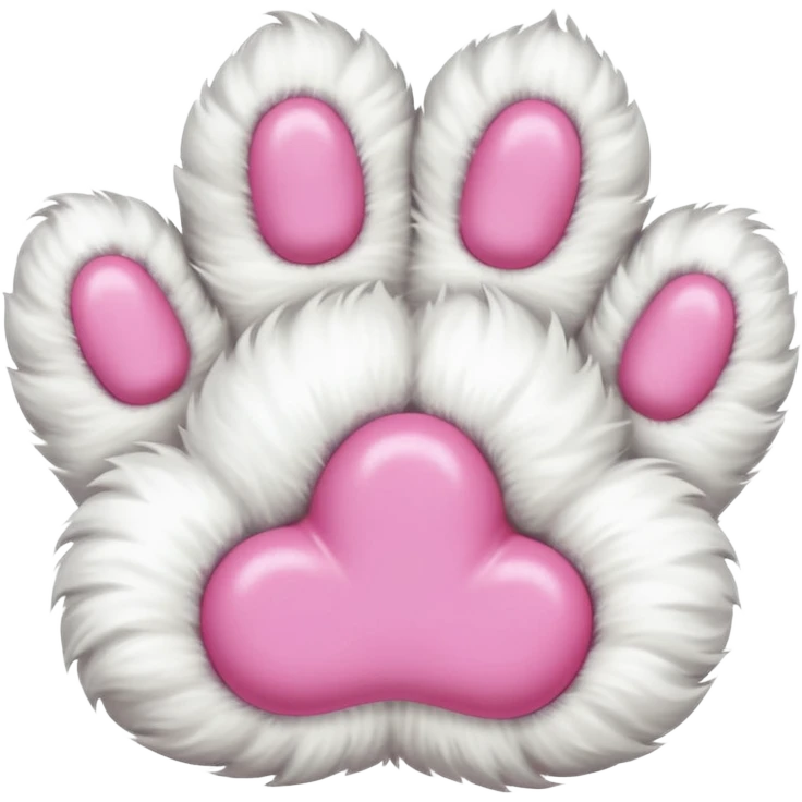 white fluffy paw, view from the top, cute, paw only, cat emoji
