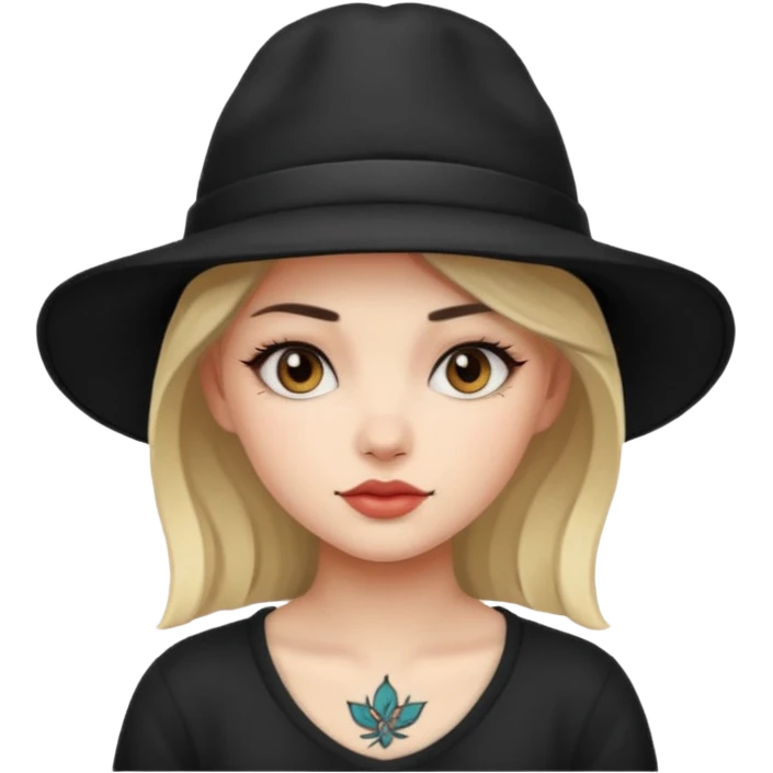 tattoo girl with black hat emoji