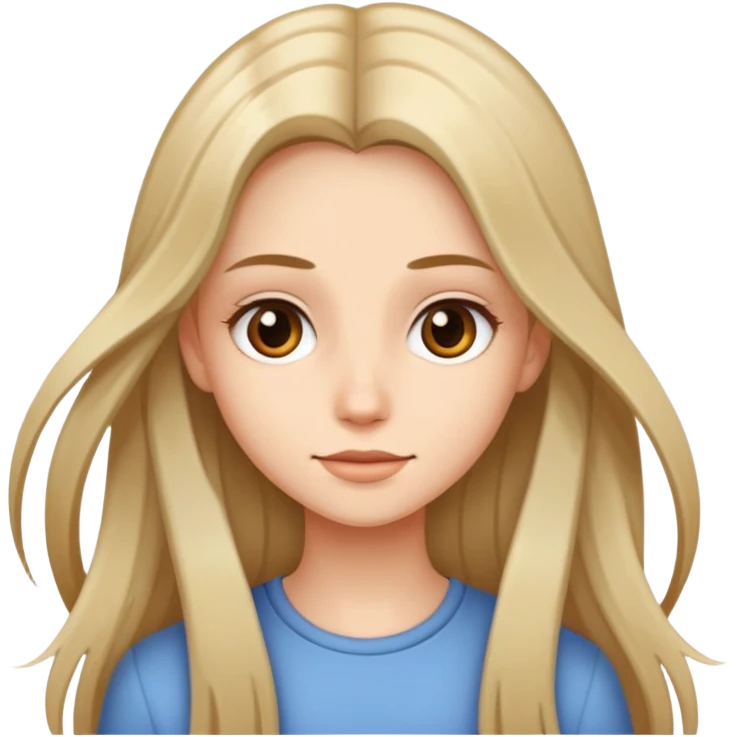 Defined Girl with long thin mid-toned hair emoji