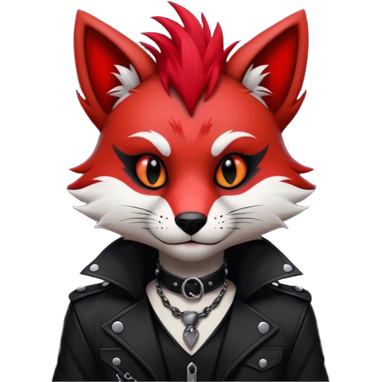 Anthropomorphic Anthro Furry punky gothic black white and red badass cool stylish handsome smexy Animal-furry-fursona emoji