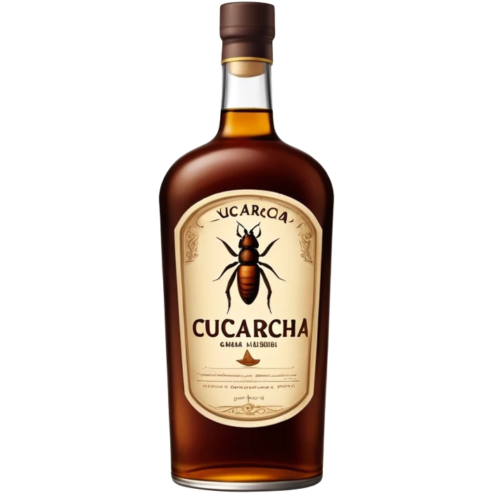 a bottle of rom, text "cucaracha" on them emoji