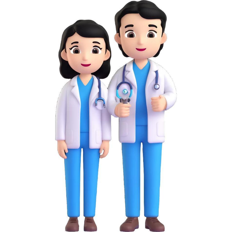 olive skin dentist with black hair, standing, emoji style emoji
