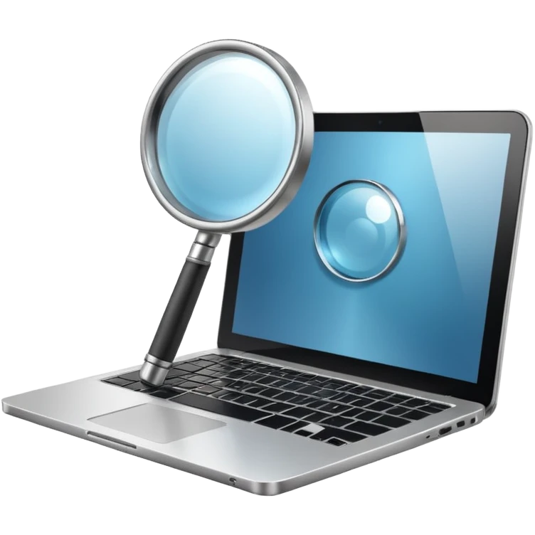 Magnifying glass on laptop emoji