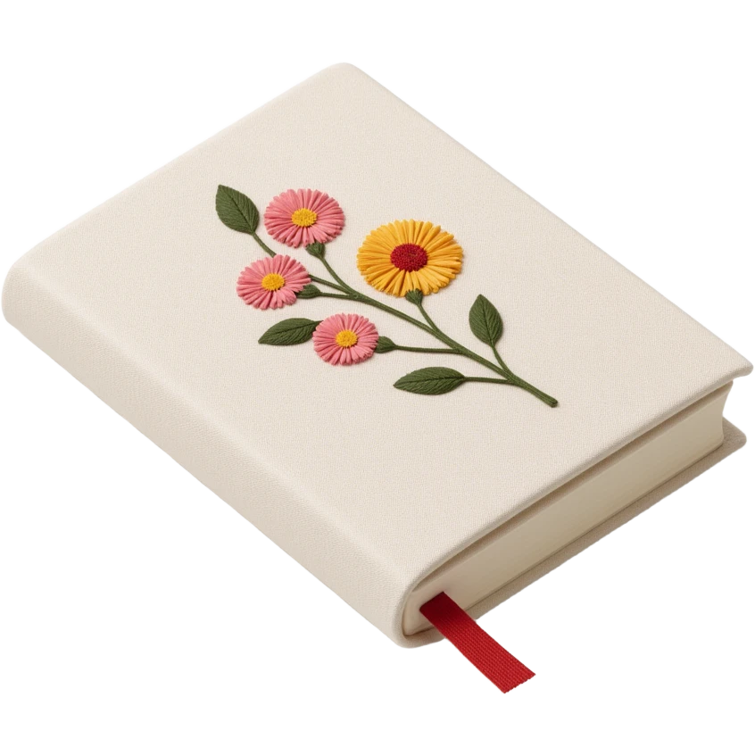 pretty ivory floral embroidered hardcover journal emoji