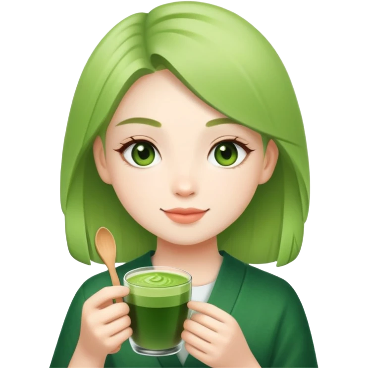 Burnett girl with matcha emoji