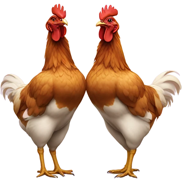 3 chickens side by side in a power stance  emoji