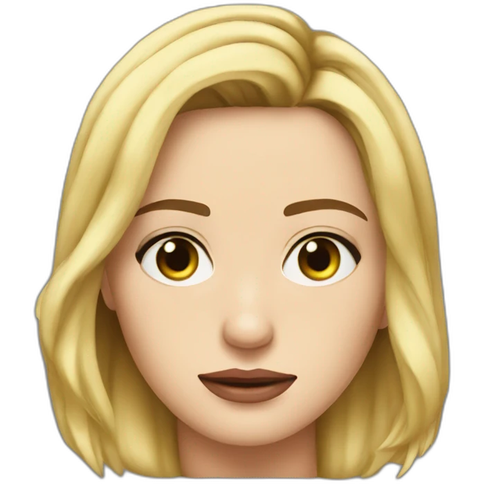 blonde Emily blunt serious cartoon wearing tee emoji