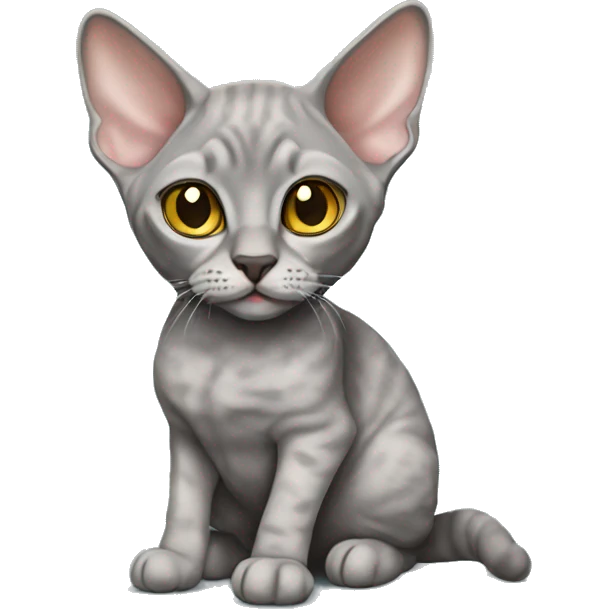 Grey devon Rex cat Emoji emoji