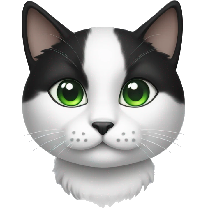 Black and white cat with green eyes emoji