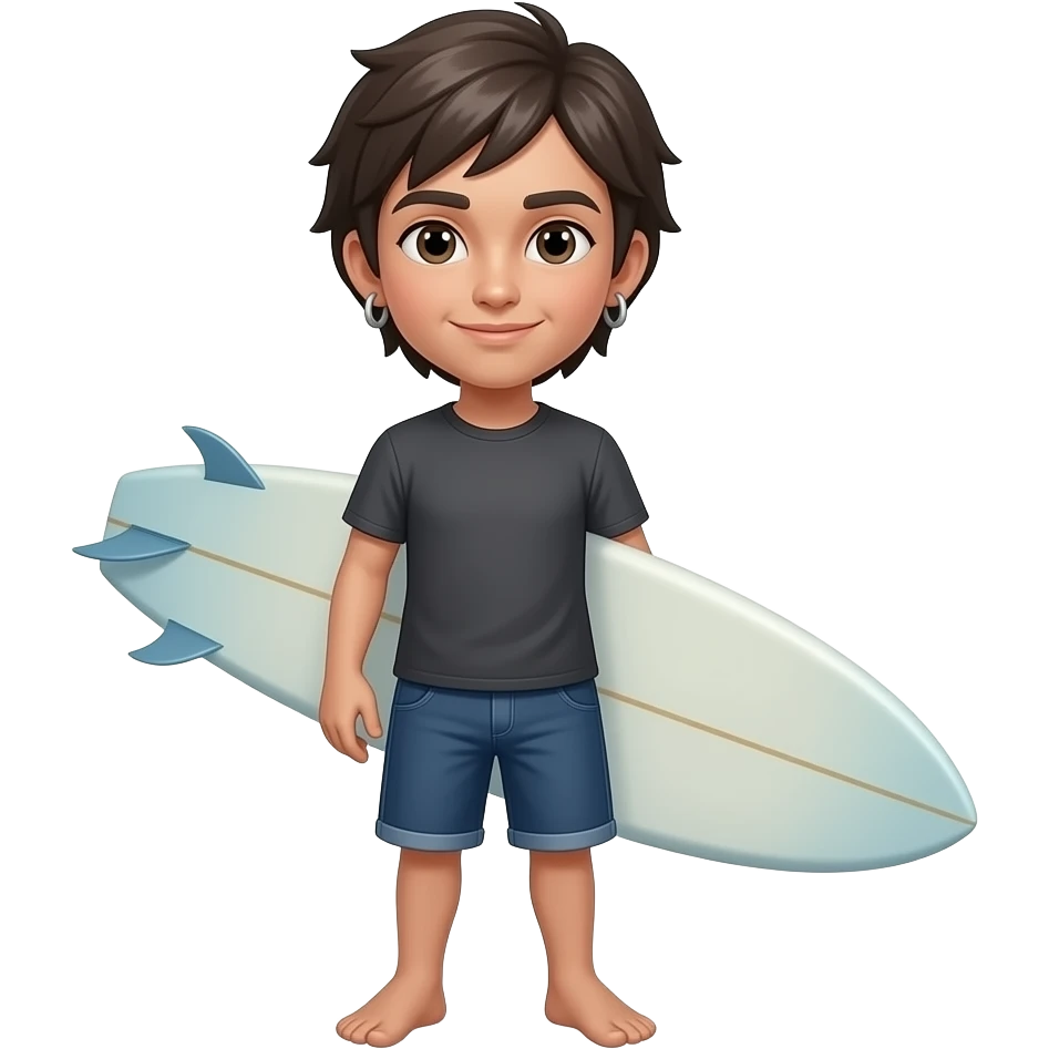 she's a surfer. his hair is shorter, he has hoops emoji