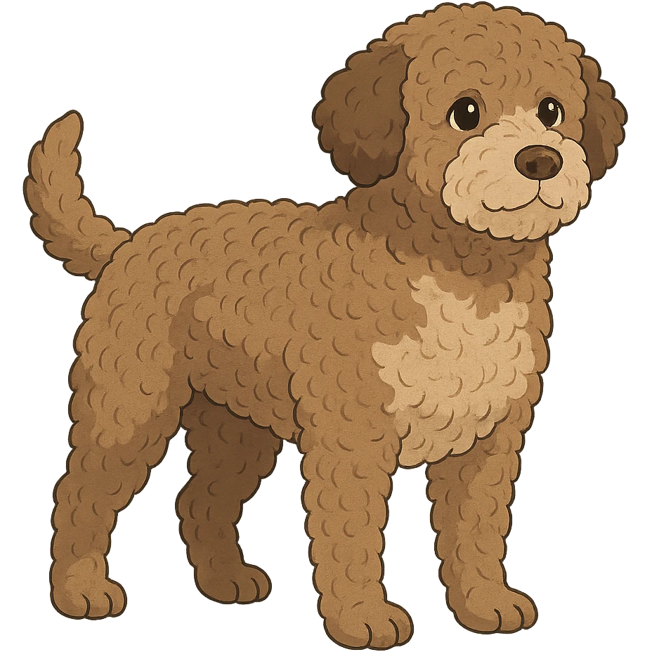 ghibli style roan Lagotto Romagnolo dog illustration emoji