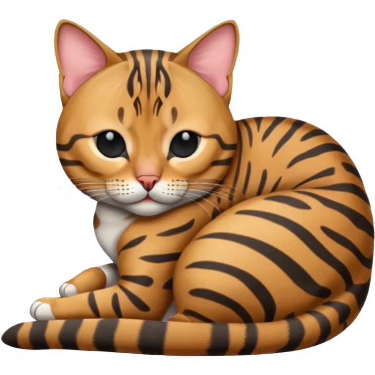 striped bengal cat grey sleeping emoji