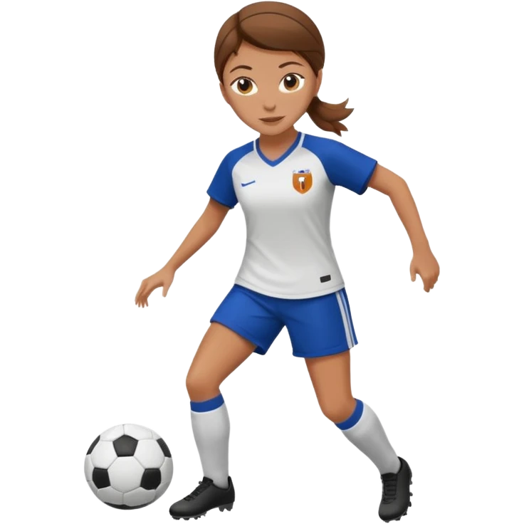 chica blanca con pelo castaño jugando futbol emoji