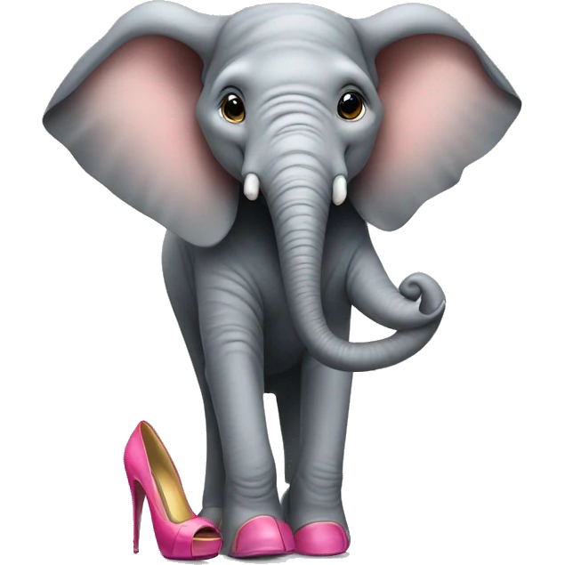 an elephant with high heels in a dress wearing very high heels emoji