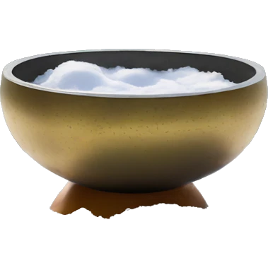 Tibetan singing bowl in nature. over snow field. emoji