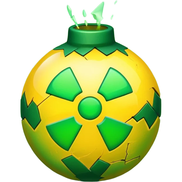 create a radioactive bomb emoji, which has a gradient of green to yellow, make the bomb have breaking patterns but isnt breaking, and make the bomb more digital instead of realistic emoji