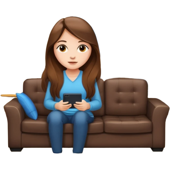 beautiful girl with long brown hair constructing new lounge room area with flat screen tv and couch emoji