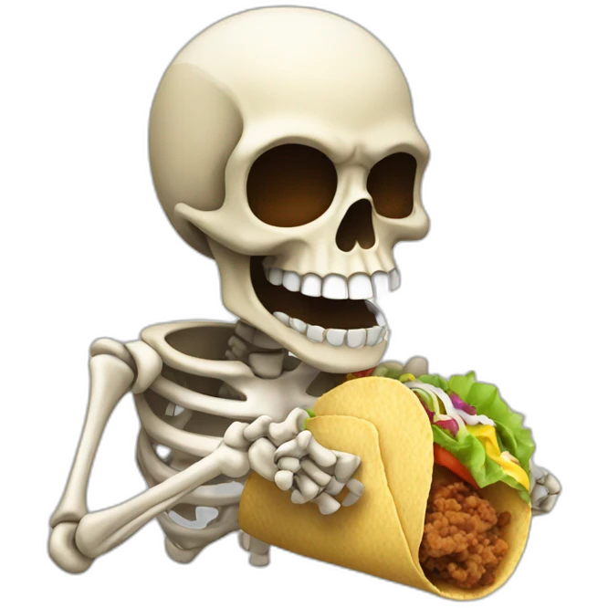 A skeleton eating a taco  emoji
