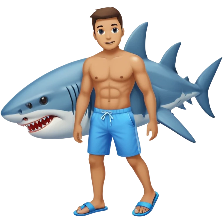 Tiburon con chanclas azules  emoji