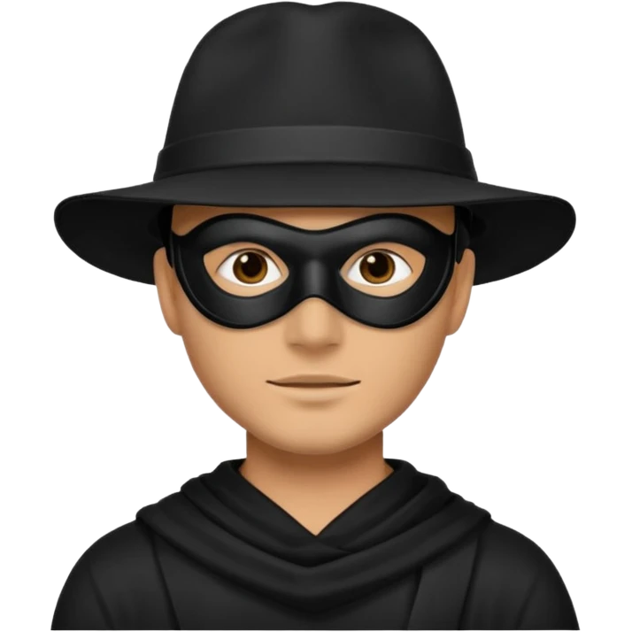 man with black hat and black mask emoji