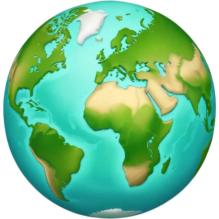 Earth globe with green continents shaped to form the number 2, iOS emoji style emoji