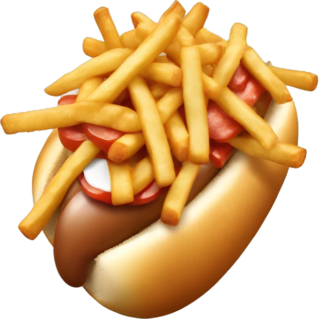 Poutine qui mange un hot dog emoji