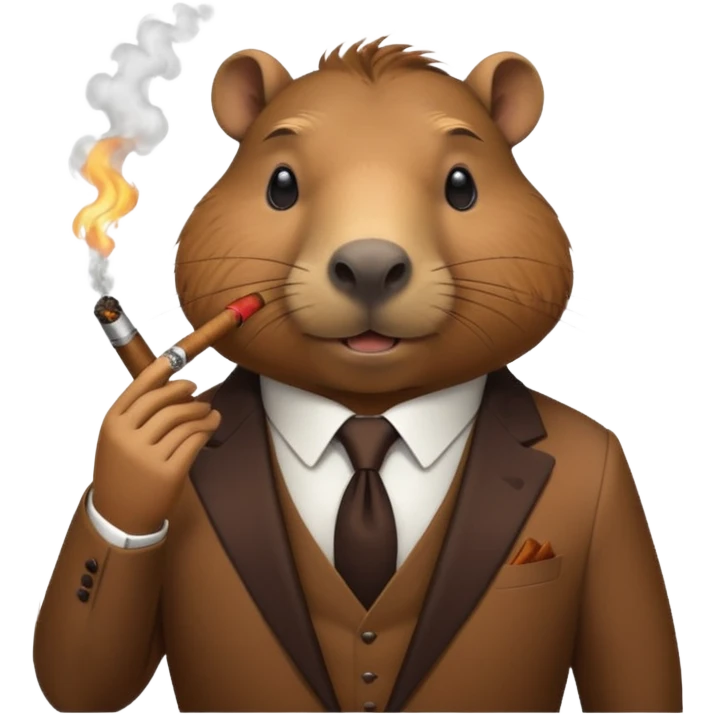 Capibara con un puro de tabaco y un traje elegante  emoji
