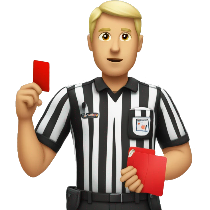 Referee drawing a red card emoji