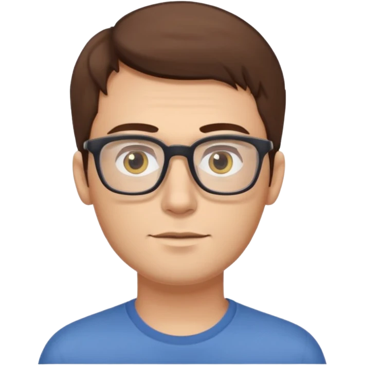 a young dad with brown hair, longer face, light yellow skin color, small eyes with rectangular glasses, without beard emoji