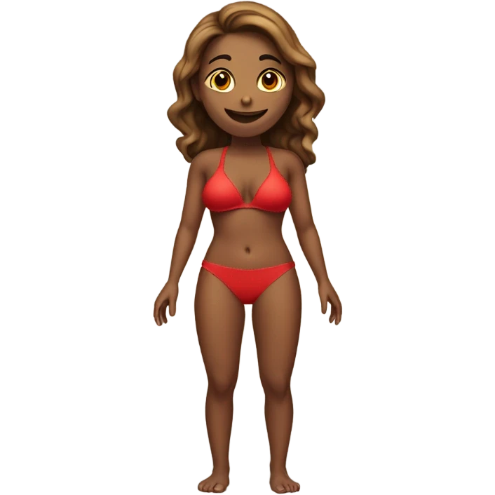 attractive pose soft-fit woman red bikini (beach body) realism front and back emoji