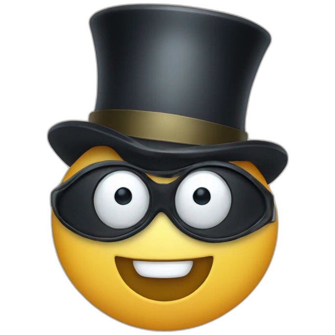 a smiling face with a monocle and a top hat emoji