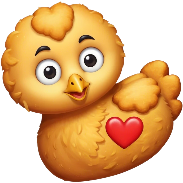 Chicken nuggets with eyes and a heart emoji