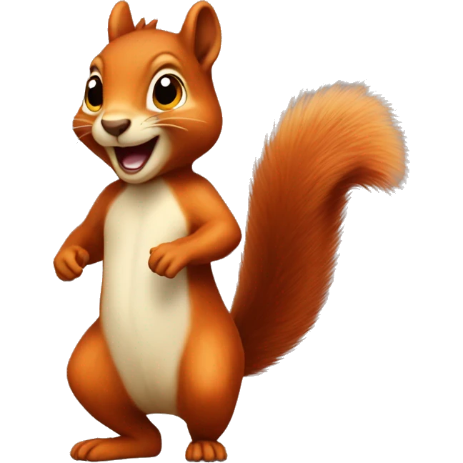 facing, jumping female squirrel, orange burnt with big tail
 emoji