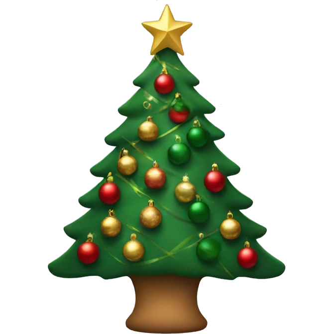 Christmas tree with red, green, and gold ornaments emoji