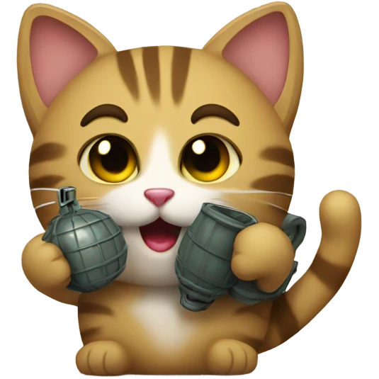 cat holding a grenade  emoji