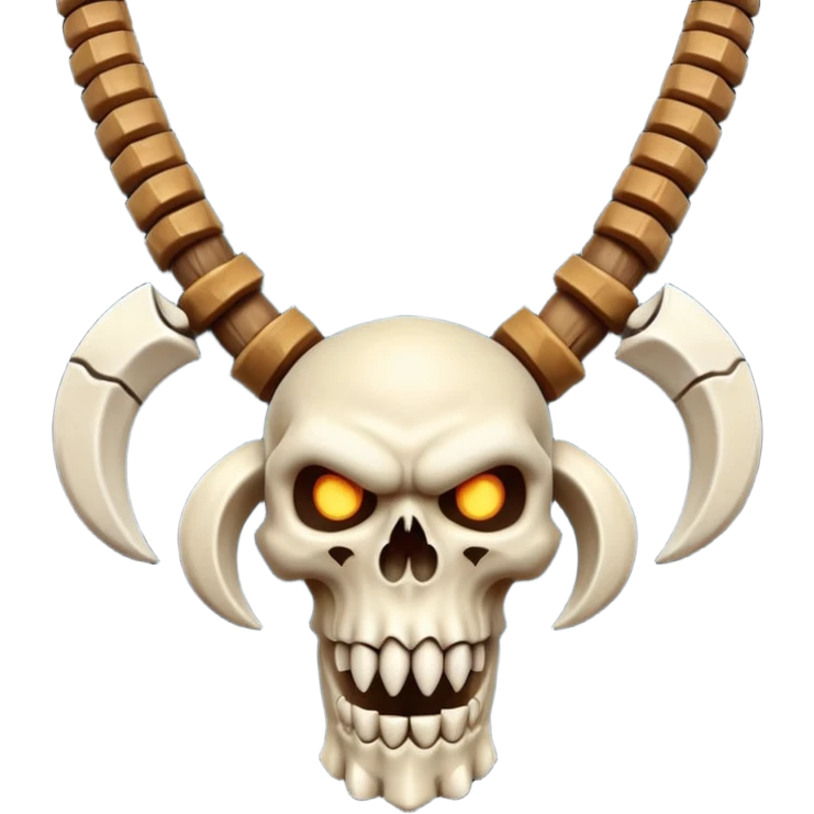 barbarian necklace object icon, necklace made of bones and fangs, rugged tribal jewelry, 3D cartoon, mobile game icon style, centered, clean background, no text, no watermark emoji