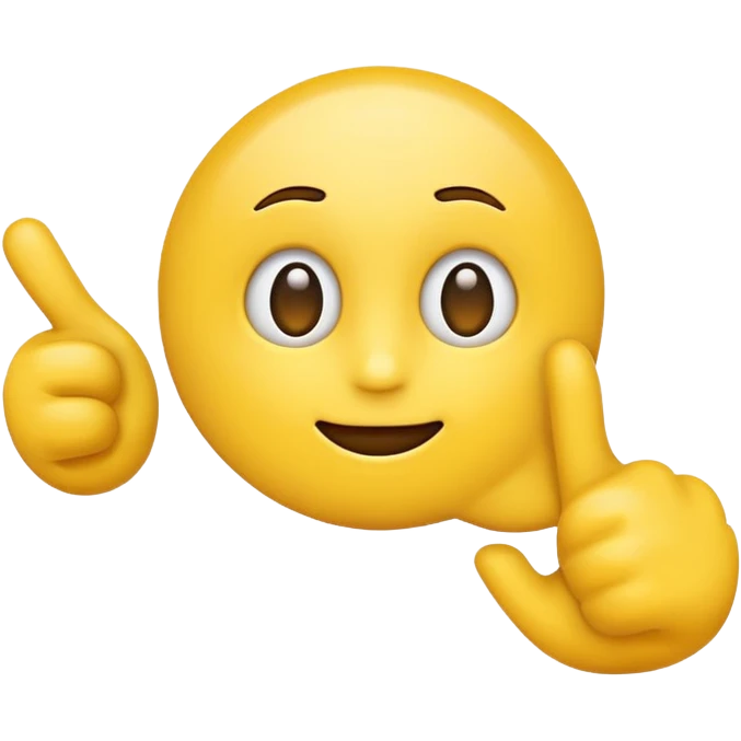 an emoji pointing to the screen with a question-like face emoji