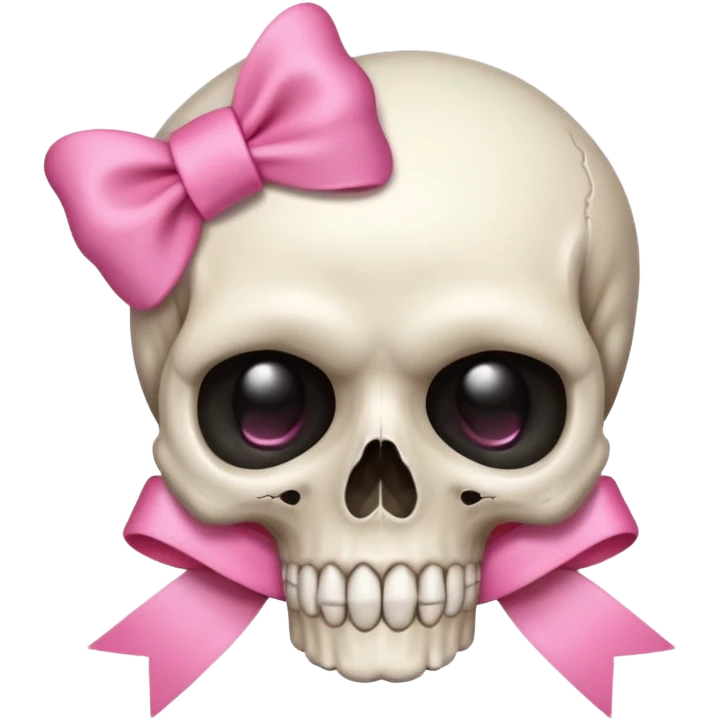 skull emoji with pink ribbon pookie not with hair emoji
