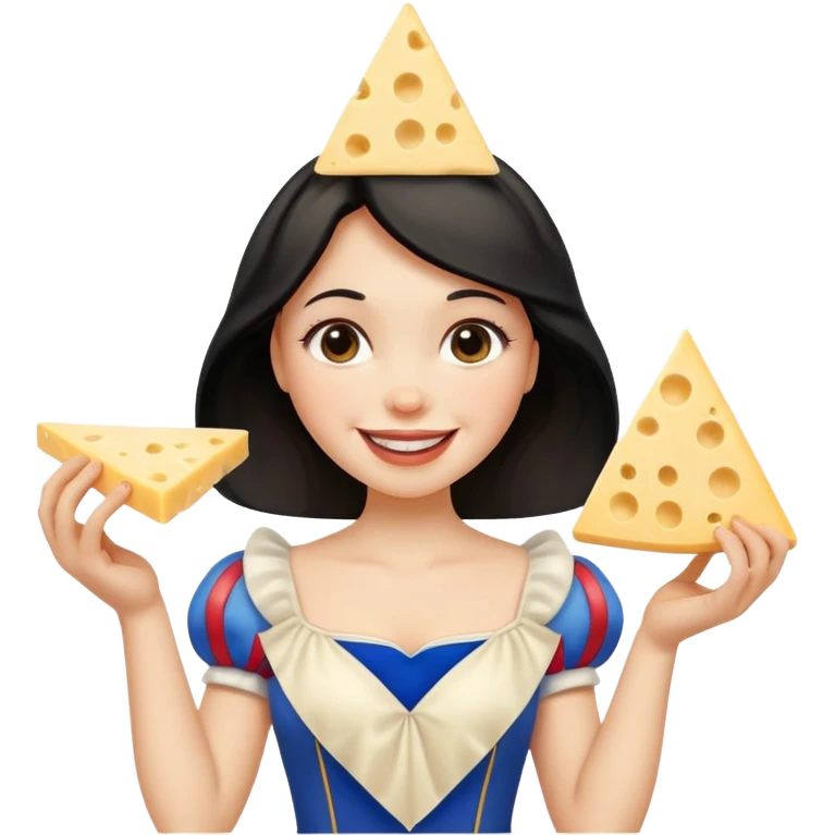 Happy Snow White with triangle cheese emoji