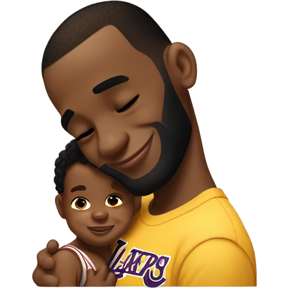 lebron giving a black baby a kiss goodnight emoji