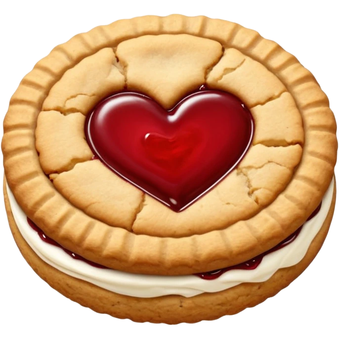 plain cookie with red jam heart in the middle emoji