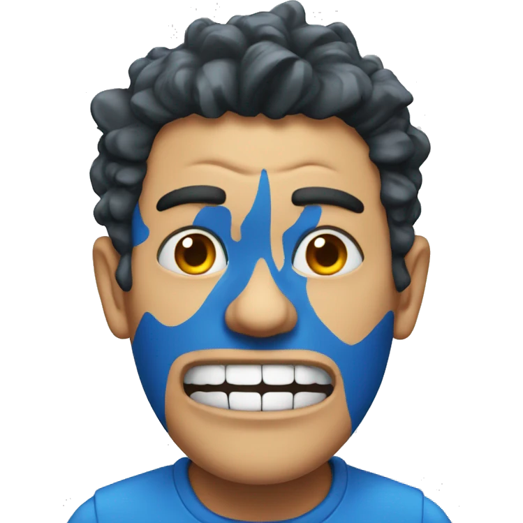 Blue Crazy face emoji