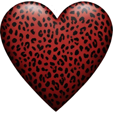 Red and Black cheetah print heart emoji