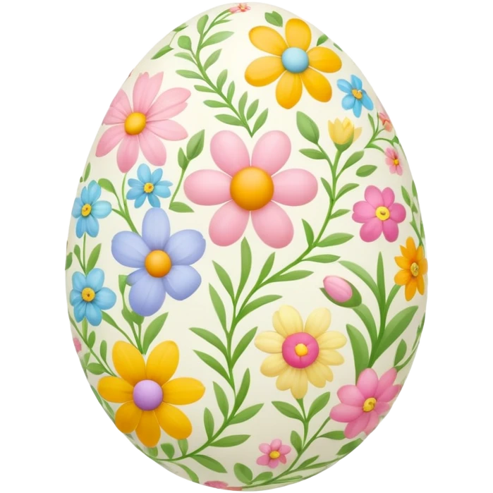 Easter egg decorated with spring flowers and symbols emoji