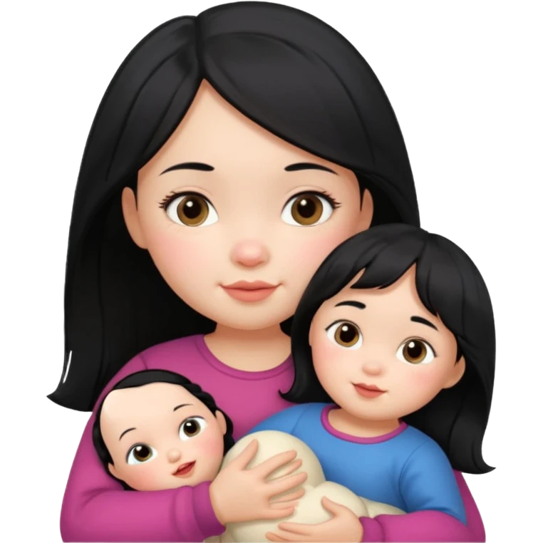 a Toddler black hair girl holding 1 russia doll emoji