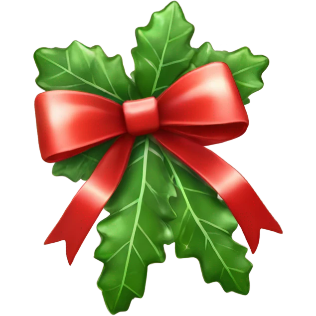 Mistletoe with sparklesbd shiny red bow emoji