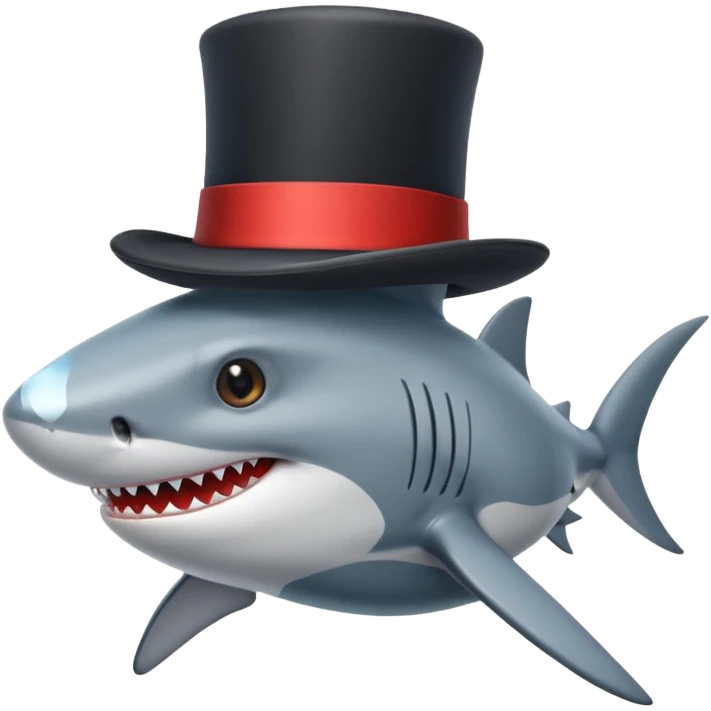 Shark with a top hat emoji