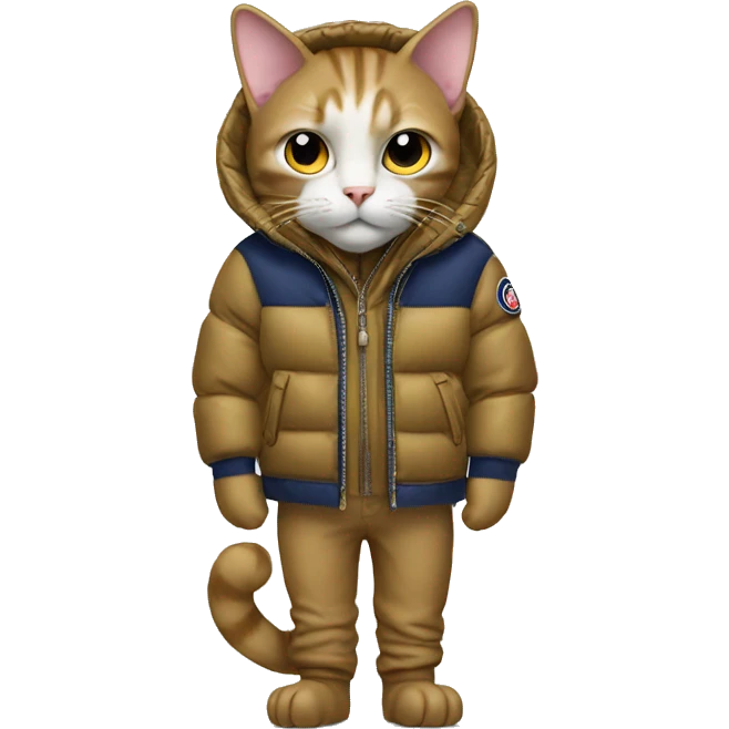 cat wearing moncler jacket  emoji