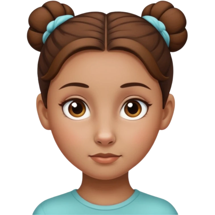 Normal skinned, tiny nosed, brown haired girl with sleek buns emoji