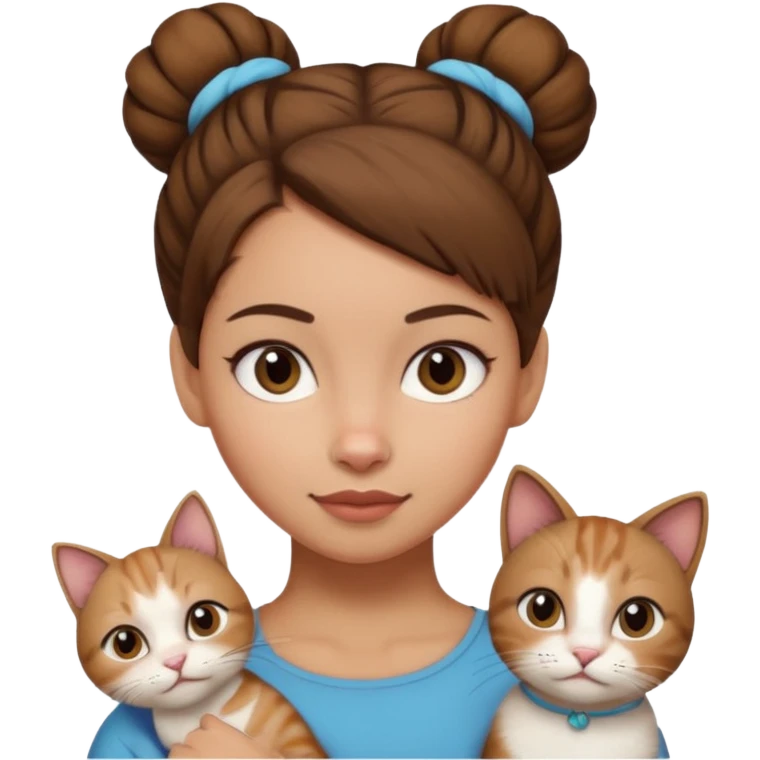 بنت مع قط البنت شعره بوني emoji